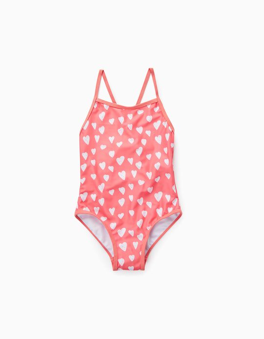 Swimsuit for Girls 'Hearts', Coral