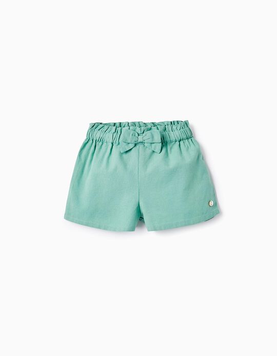 Buy Online Linen Shorts for Baby Girls 'B&S', Green
