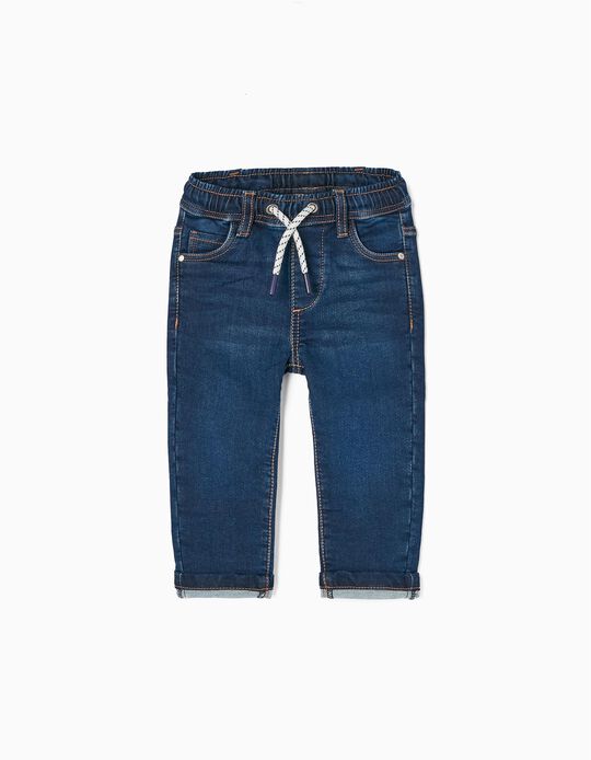 Sporty Cotton Jeans  for Baby Boys, Blue
