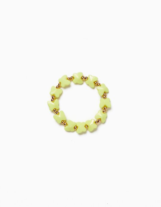 Beaded Bracelet with Butterflies for Girls, Yellow/Gold