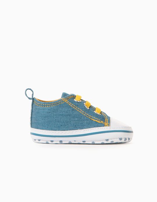 Fabric Trainers for Newborn Baby Boys, Blue/Yellow