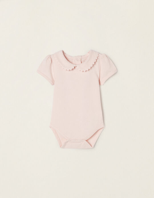 Short Sleeve Cotton Bodysuit  for Newborn Baby Girls, Pink