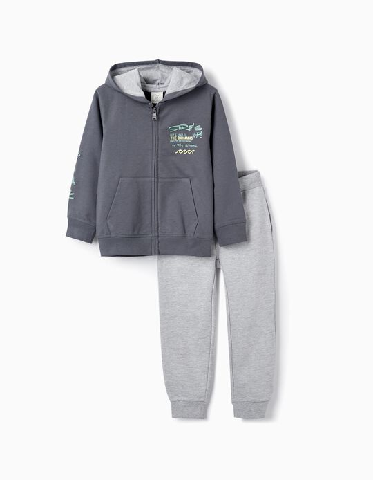 Buy Online Hooded Jacket + Tracksuit for Boys 'On The Waves', Grey
