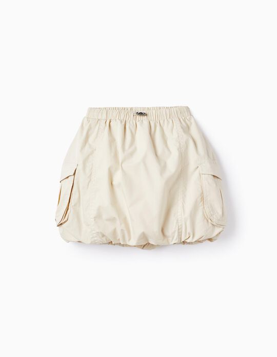 Cargo Skirt with Cotton Lining for Girls, Beige