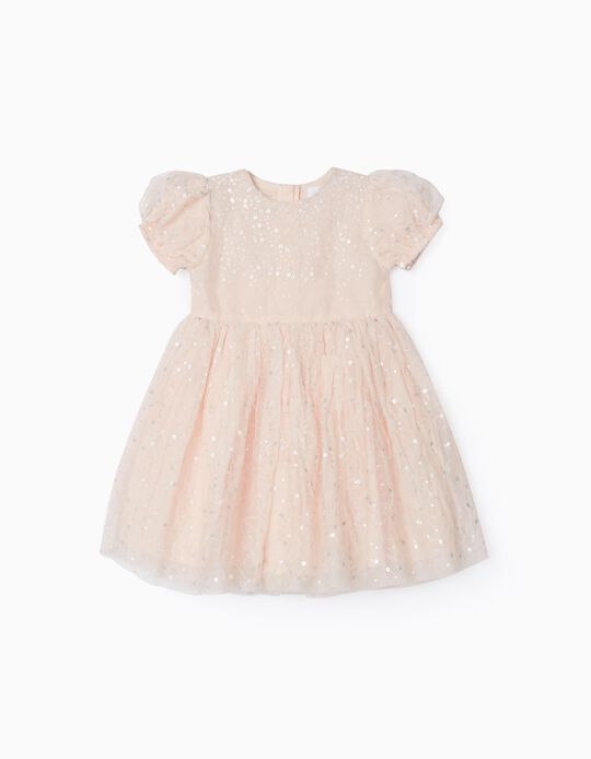 Dress with Tulle and Sequins for Baby Girls, Light Pink