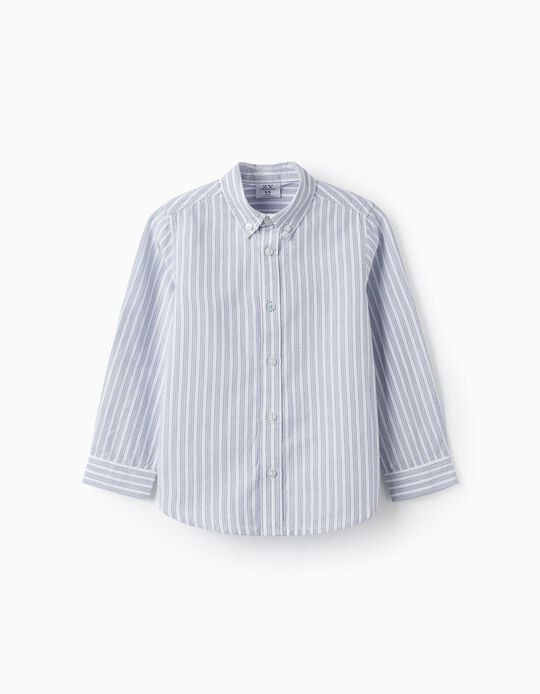 Comprar Online Camisa de Algodão às Riscas para Menino, Branco/Azul