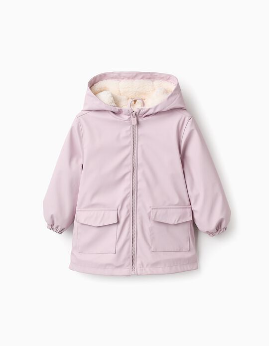 Comprar Online Parka de Borracha com Forro de Sherpa para Bebé Menina, Rosa