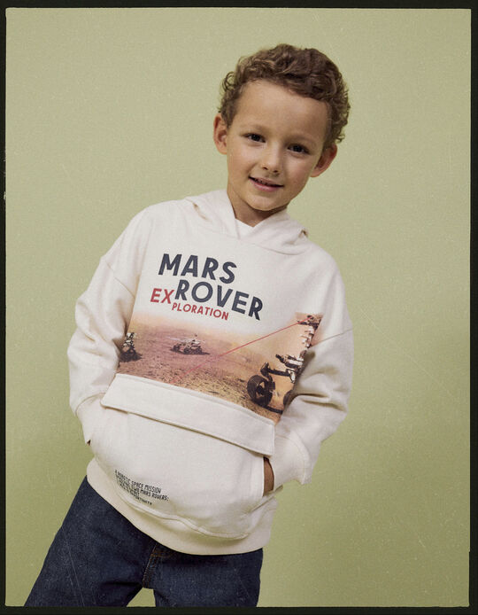 Sudadera de Algodón con Capucha para Niño 'Mars Rover', Beige