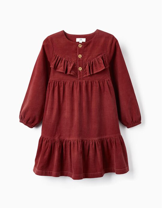 Dress in Cotton Corduroy for Girls, Dark Red