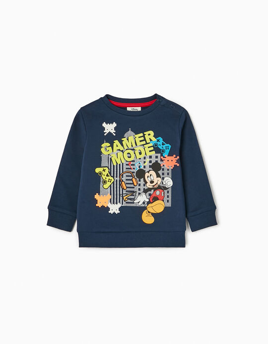 Sweat-Shirt en Coton Bébé Garçon 'Mickey', Bleu Foncé