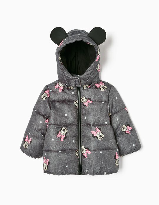 Quilted Jacket with Removable Hood for Baby Girl 'Minnie', Grey
