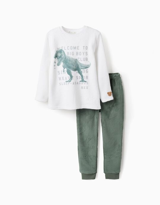 Comprar Online Pijama Felpudo para Menino 'Dinossauro', Branco/Verde