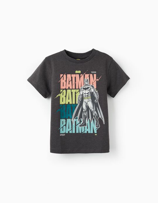 T-Shirt de Manga Curta para Menino 'Batman', Cinza Escuro