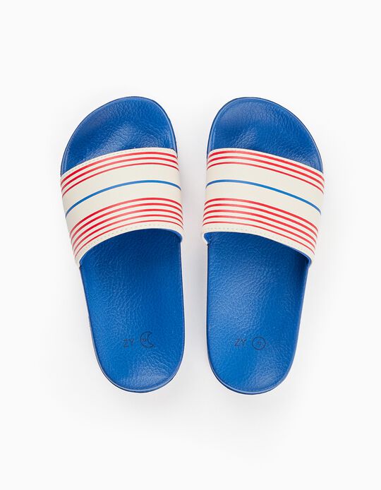 Beach Sandals for Boys, Blue/White/Red