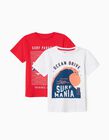 2 T-Shirts for Boys 'Sea Season', White/Red