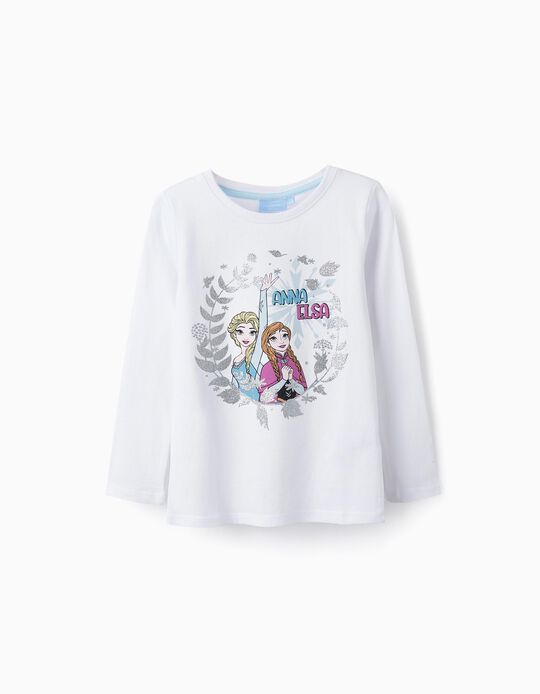 T-Shirt em Algodão com Purpurinas para Menina 'Frozen', Branco
