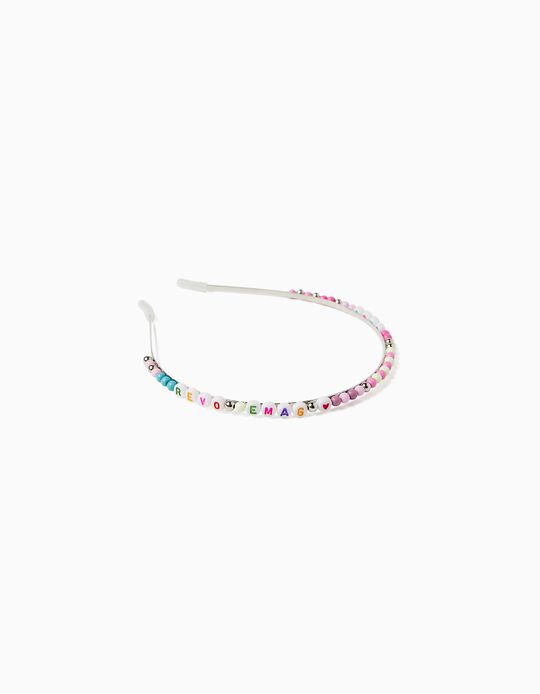Alice Band with Beads for Girls 'OMG', Multicoloured