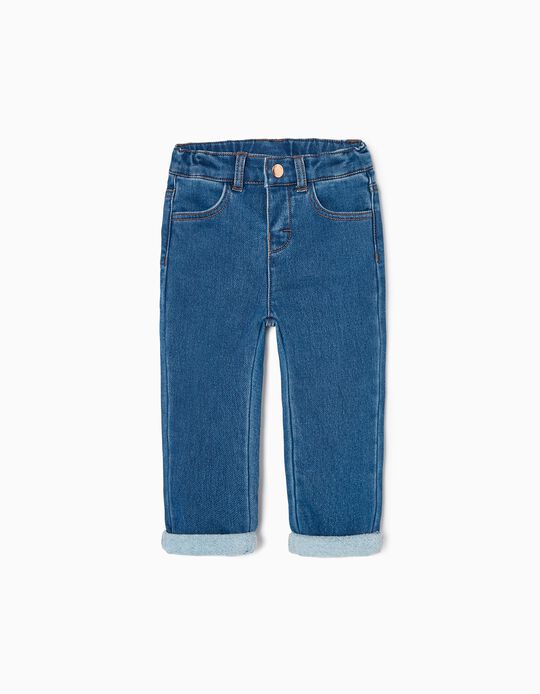 Brushed Jeans for Baby Girls, Blue