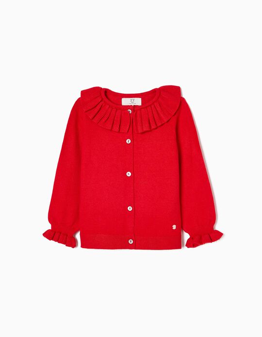 Cardigan with Ruffles for Baby Girls, Red