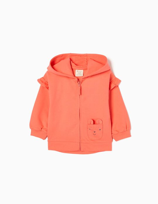 Hooded Jacket for Baby Girls, Coral