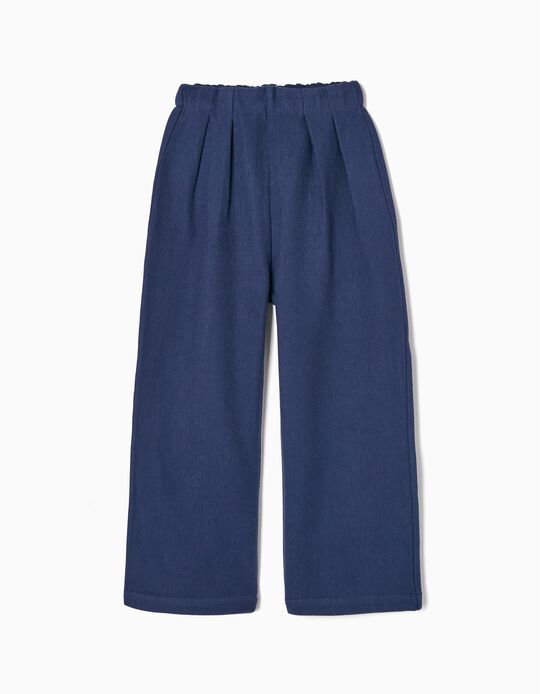 Pantalon Culotte en Coton Fille, Bleu Foncé