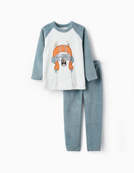 Comprar Online Pijama em Peluche para Menino 'Lama', Branco/Azul