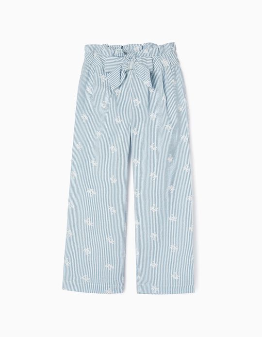 Striped Cotton Trousers for Girls 'You&Me', Blue/White