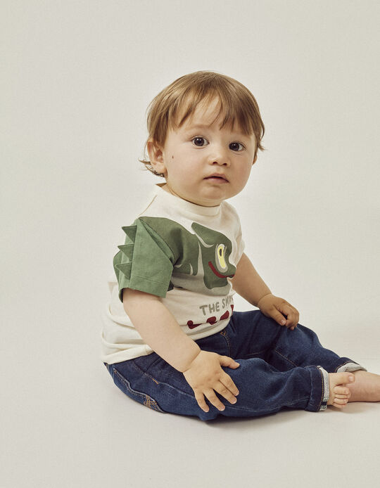 Cotton T-shirt for Baby Boys 'Lizard', Beige