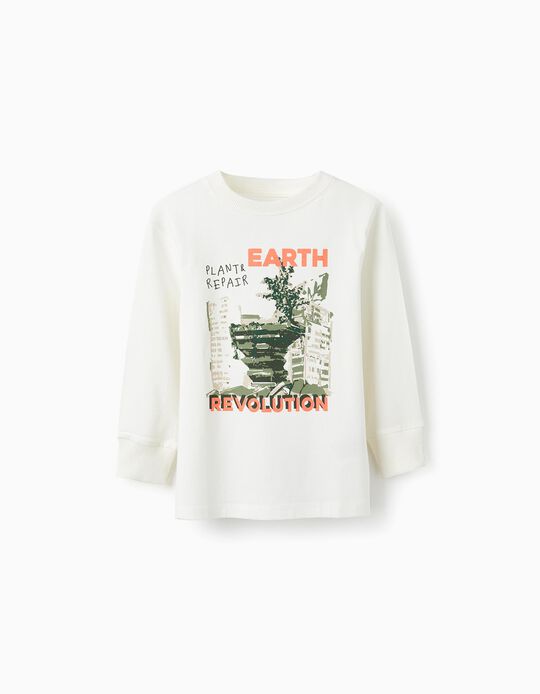 Comprar Online T-Shirt de Manga Comprida para Menino 'Earth Revolution', Branco