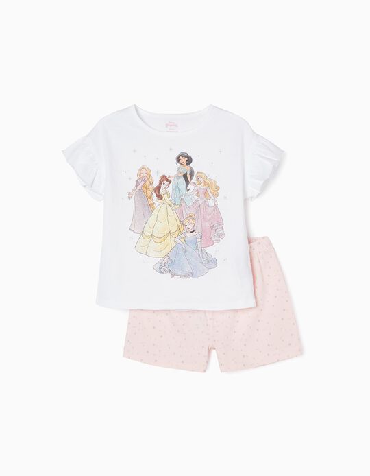 Pijama de Algodón para Niña 'Princesas Disney', Blanco/Rosa
