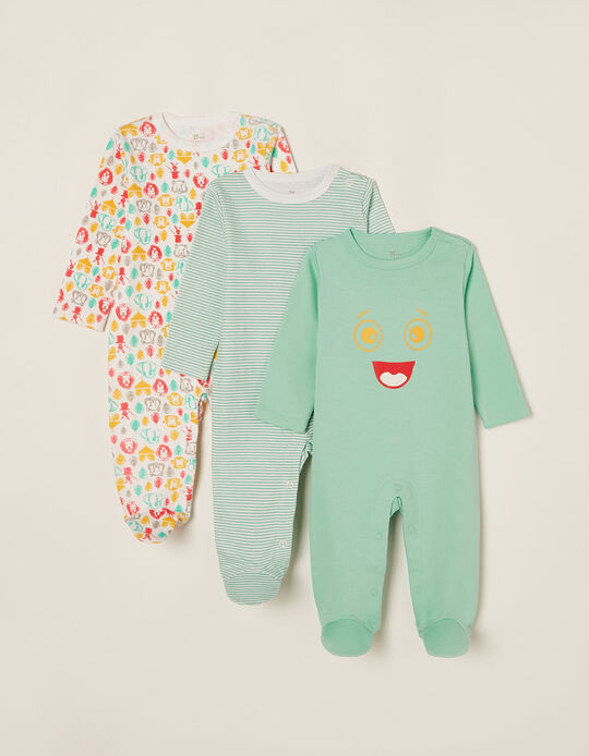 3 Sleepsuits for Babies 'Circus', Multicoloured