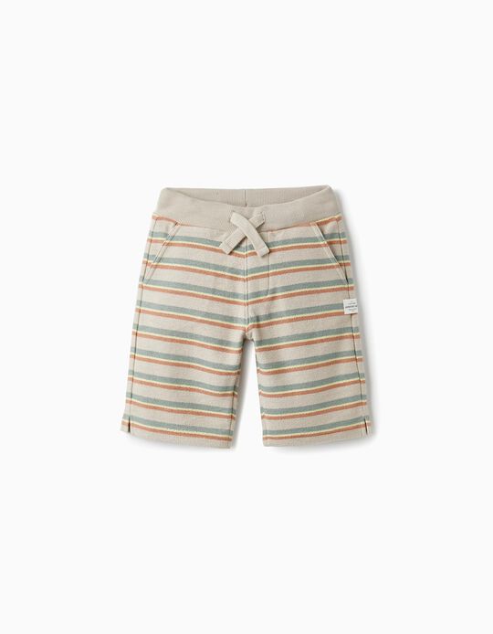 Knitted Cotton Shorts for Boys, Light Brown