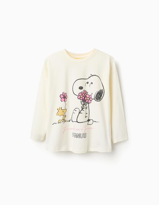 Comprar Online T-shirt de Manga Comprida em Algodão para Menina 'Snoopy', Bege
