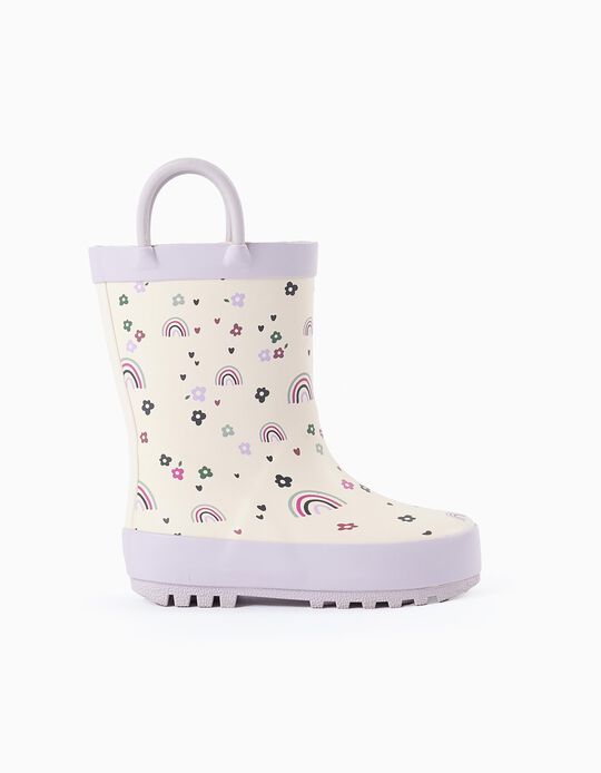Buy Online Wellies for Baby Girls 'Flowers & Rainbows', White/Lilac