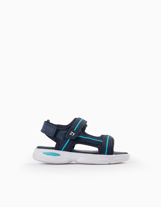 Sporty Sandals with Straps for Baby Boys, Blue/Dark Blue