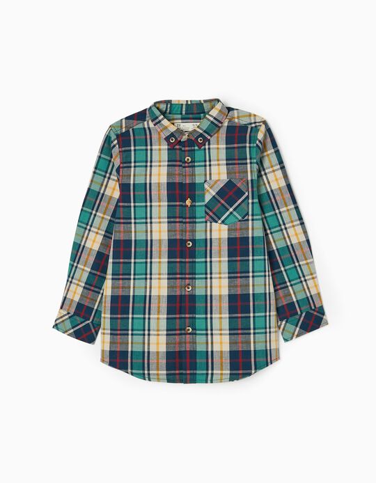 Plaid Cotton Shirt for Boys, Multicoloured