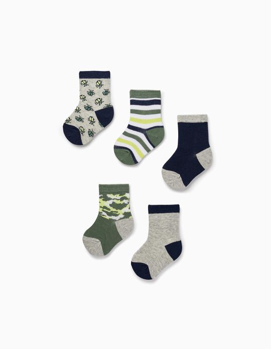 Pack of 5 Pairs of Socks for Baby Boys, Multicolour
