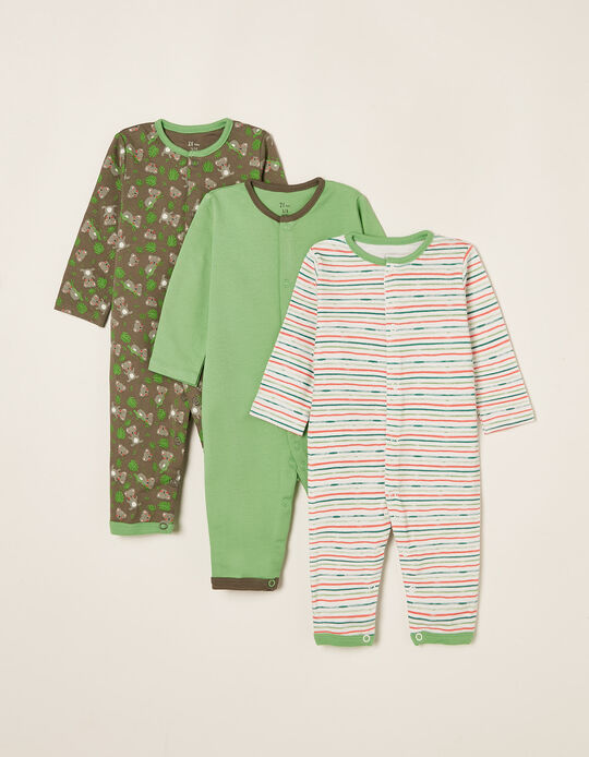 3 Sleepsuits for Baby Boys 'Koala', Multicoloured