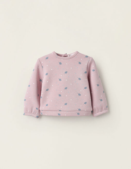 Buy Online Fleece Sweatshirt for Newborn Girls 'Leaves', Pink