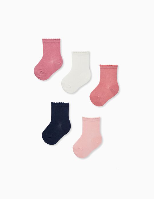 Pack of 5 Pairs of Socks for Baby Girls, Multicolour