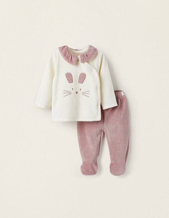 Two-in-One 'Rabbit' Babygrow Pyjama for Newborn, Pink/White