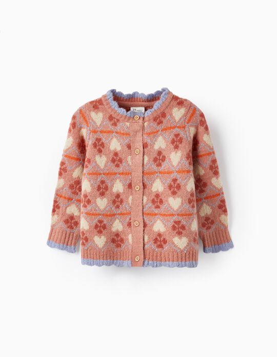 Jacquard Knit Cardigan for Baby Girls, Pink
