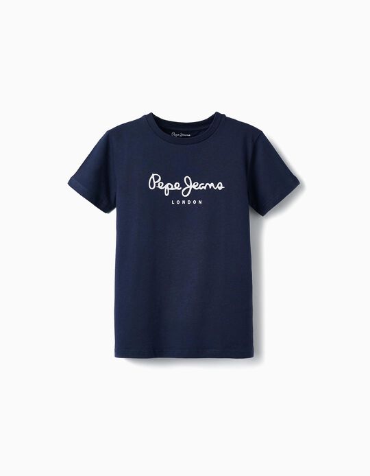 T-shirt em Algodão para Menino 'Pepe Jeans', Azul Escuro