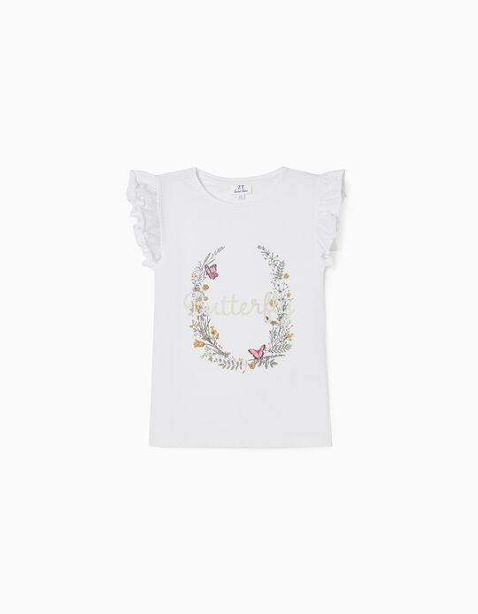 T-Shirt para Menina 'Butterfly', Branco