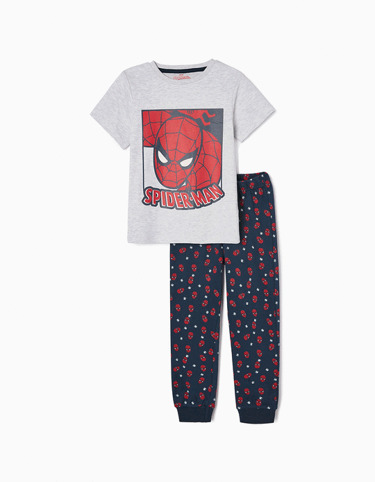 Pijama Brilla en la Oscuridad de Algodón para Niño 'Spiderman', Gris/Azul Oscuro