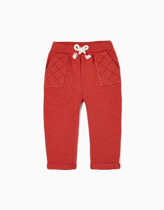 Cotton Jersey Joggers for Baby Girls, Red