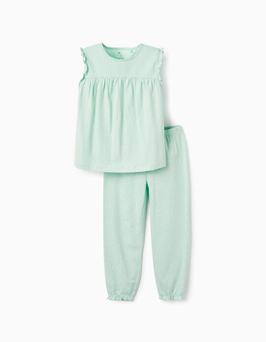 Pyjama en coton avec motif floral pour fille, vert