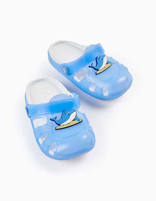 Sandalias Clogs para Bebé Niño 'Ballena - Delicious', Azul/Blanco