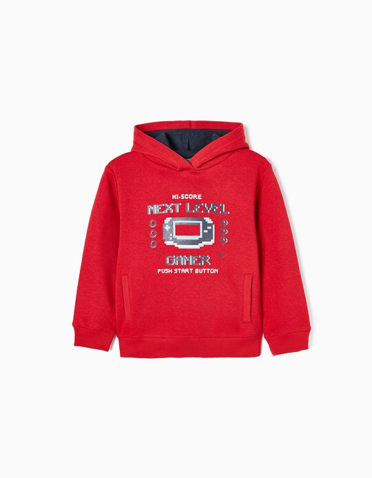 Brushed Sweatshirt in Cotton for Boys 'Next Level', Red/Dark Blue