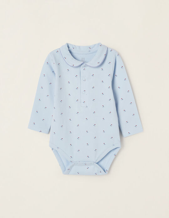 Cotton Bodysuit With Motif for Newborn Baby Boys 'Lighthouse', Bleu